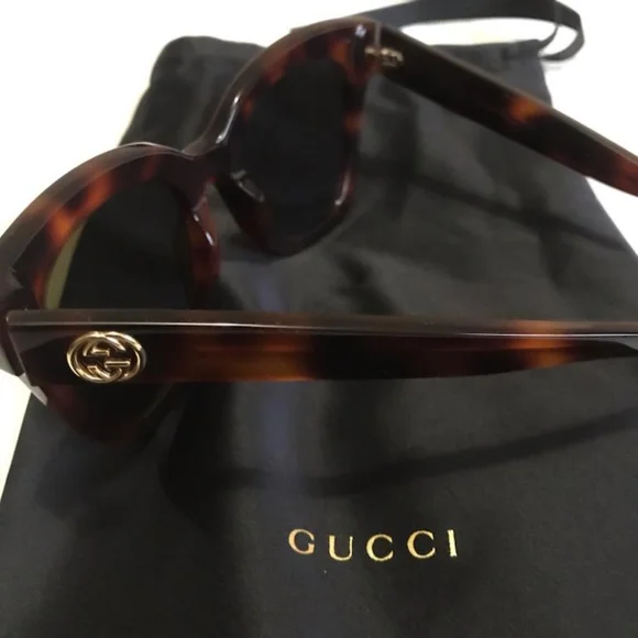 GUCCI GG0029s 002 Shiny Dark Havana Cat-eye Sunglasses - Picture 5 of 12